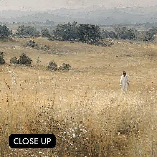 Jesus Walking in a Prairie