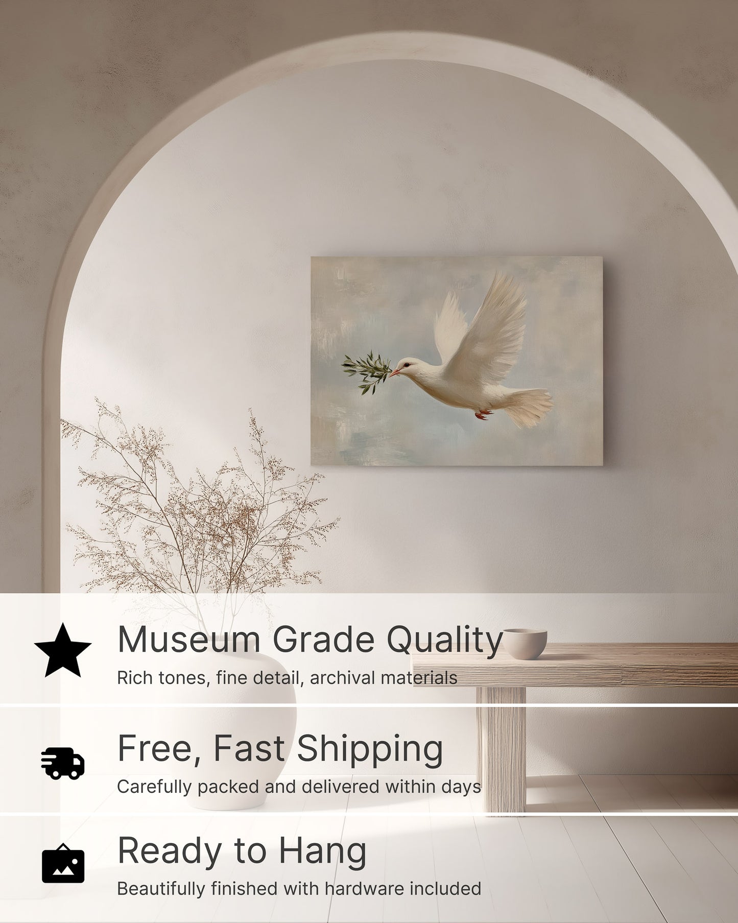 Peaceful Dove with Olive Branch